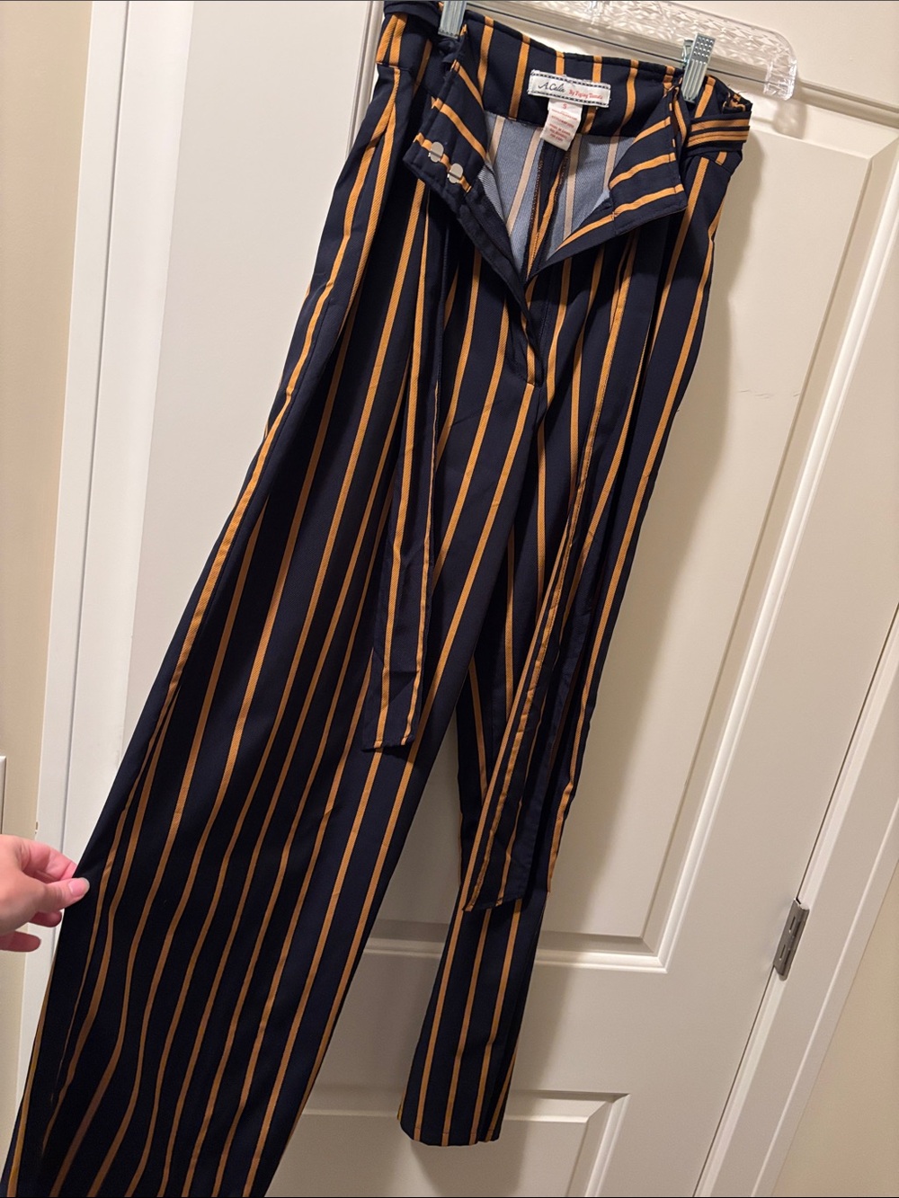 Striped blue and tan pants